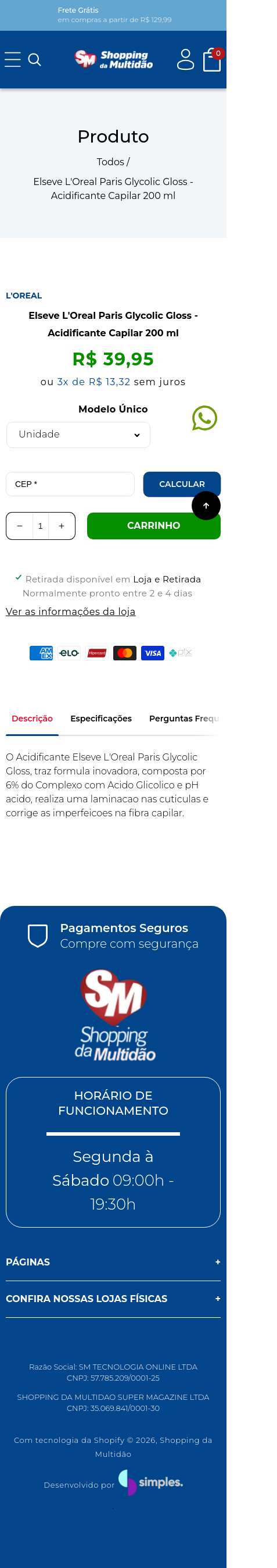 Página de produto · mobile (390px)